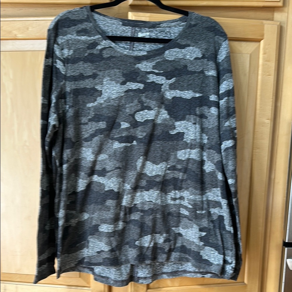 Gray Camo Long Sleeve Top